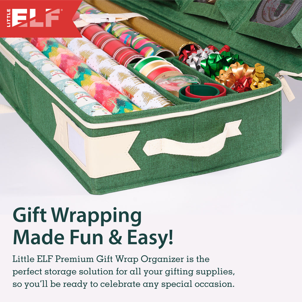 Little ELF Premium Wrapping Paper Storage Organizer