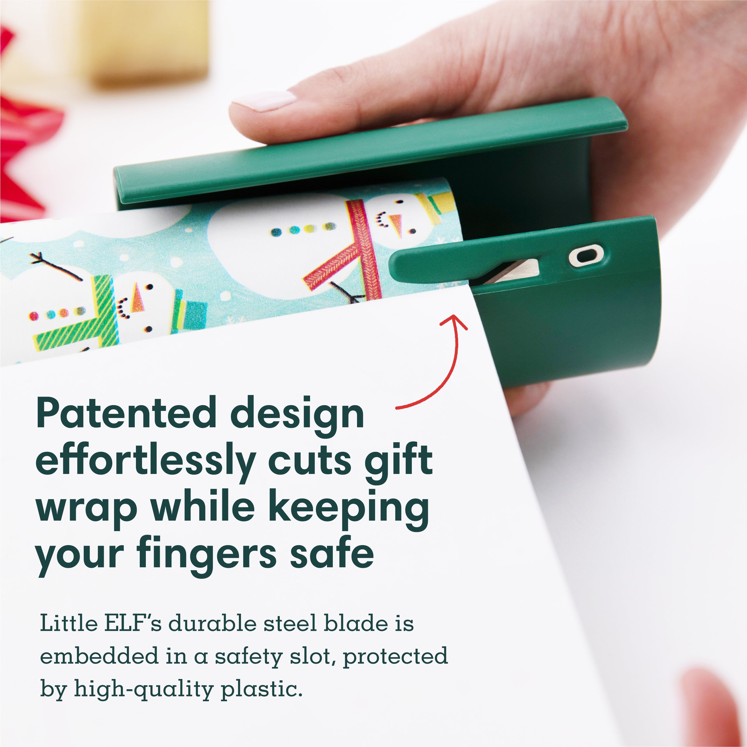 Little ELF gift wrap cutter safety features diagram