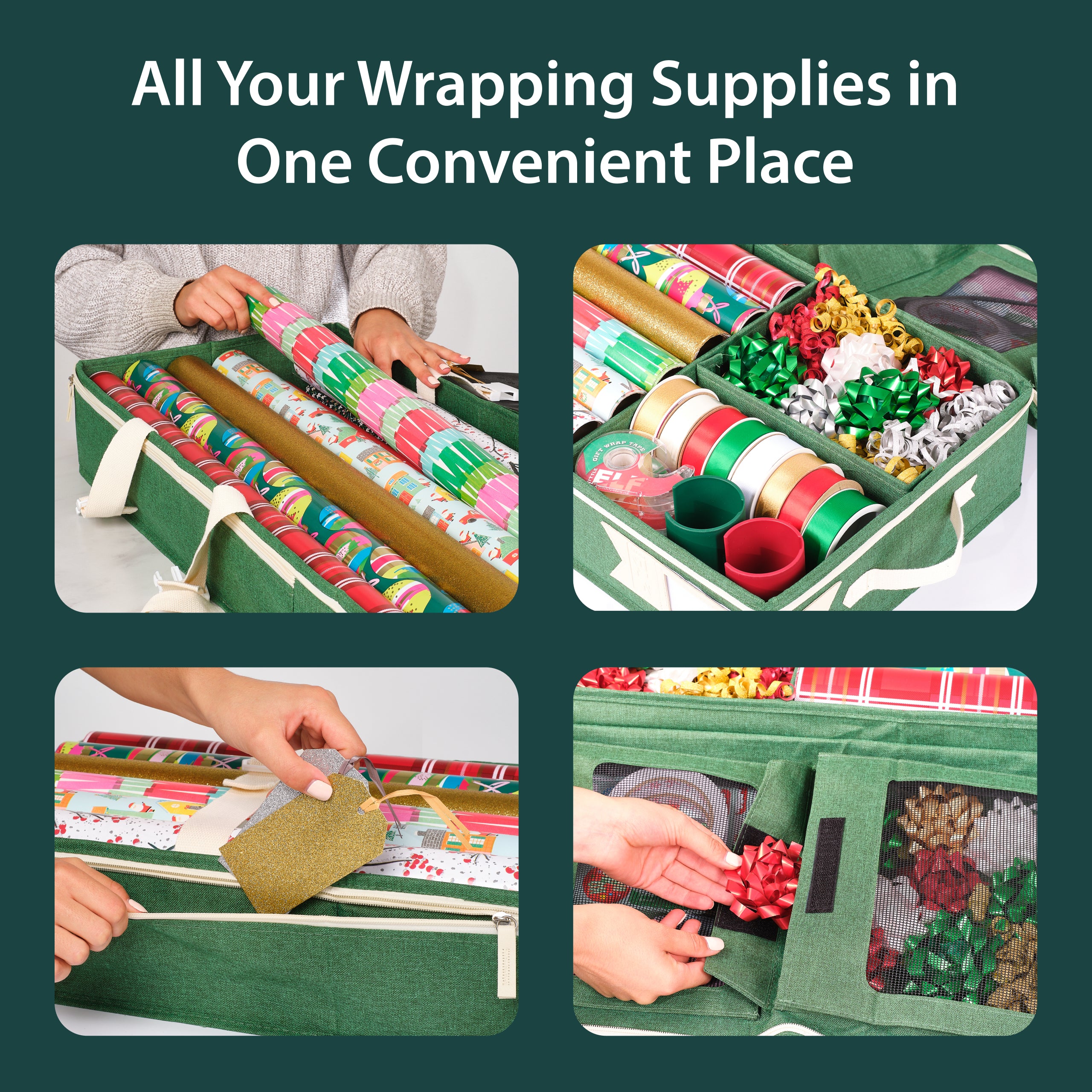 Little ELF Premium Wrapping Paper Storage Organizer